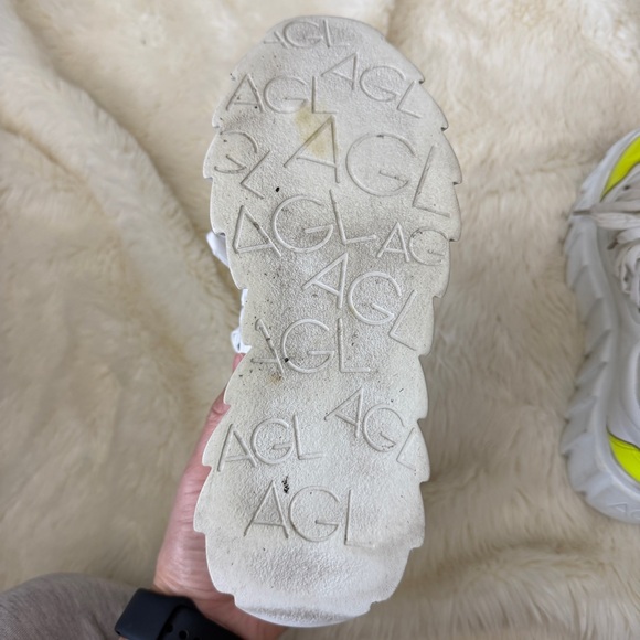 Agl White and Neon Yellow Platform Sneakers - Picture 5 of 8